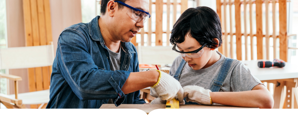 Father and son woodworking