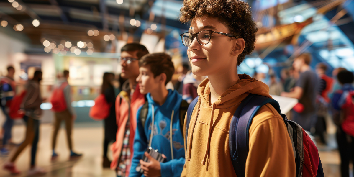 Students in a science museum